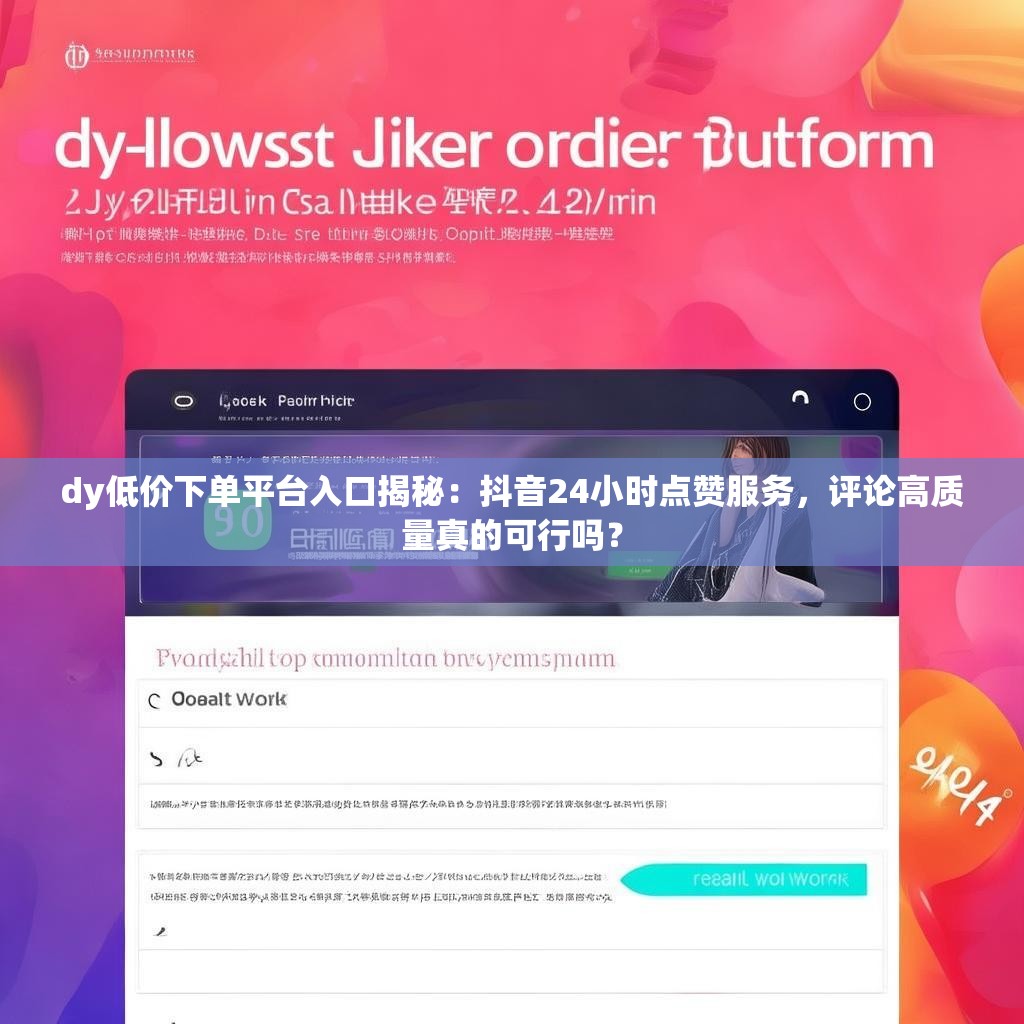 dy低价下单平台入口揭秘：抖音24小时点赞服务，评论高质量真的可行吗？